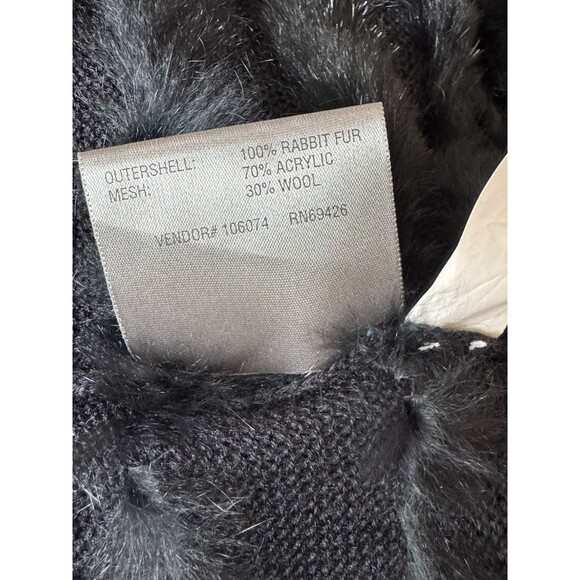 Vintage Y2K Wilsons Leather Maxima Rabbit Fur Black Poncho One Size - Picture 7 of 8